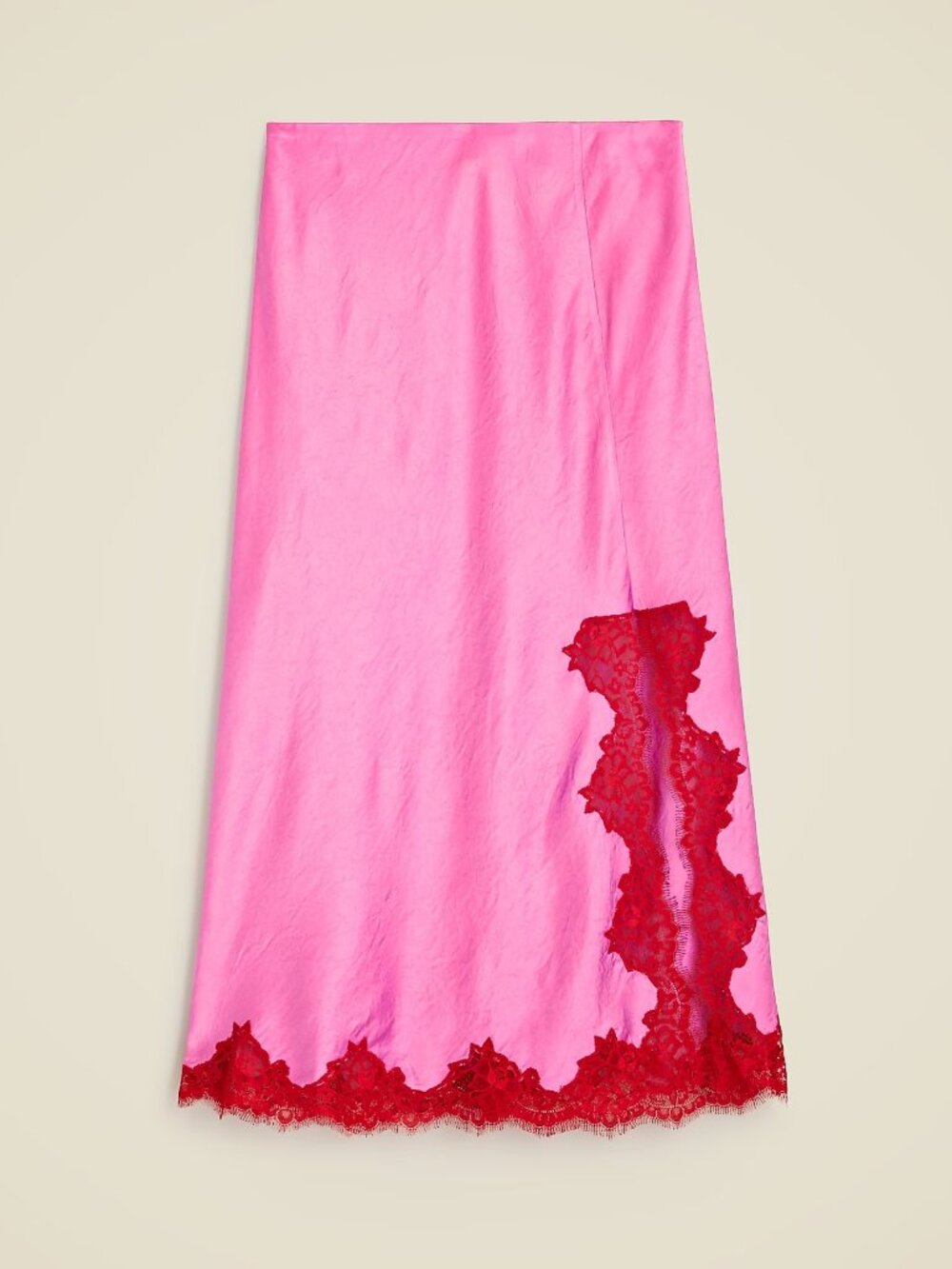 NWT J. Crew Gwyneth Bubble Gum Pink Lace Trim Slip Skirt sz M